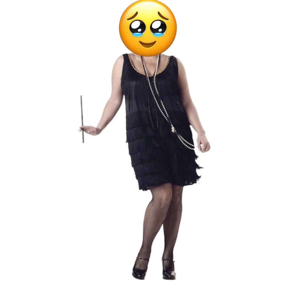 Flapper Dress Halloween Costume by Costumes USA | Black | Size Adult Large 10-12